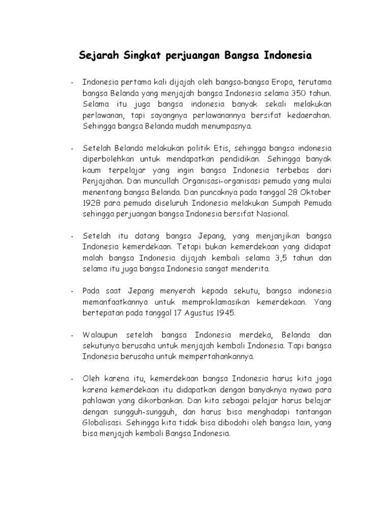 Teks Cerita Sejarah Kemerdekaan Indonesia Singkat