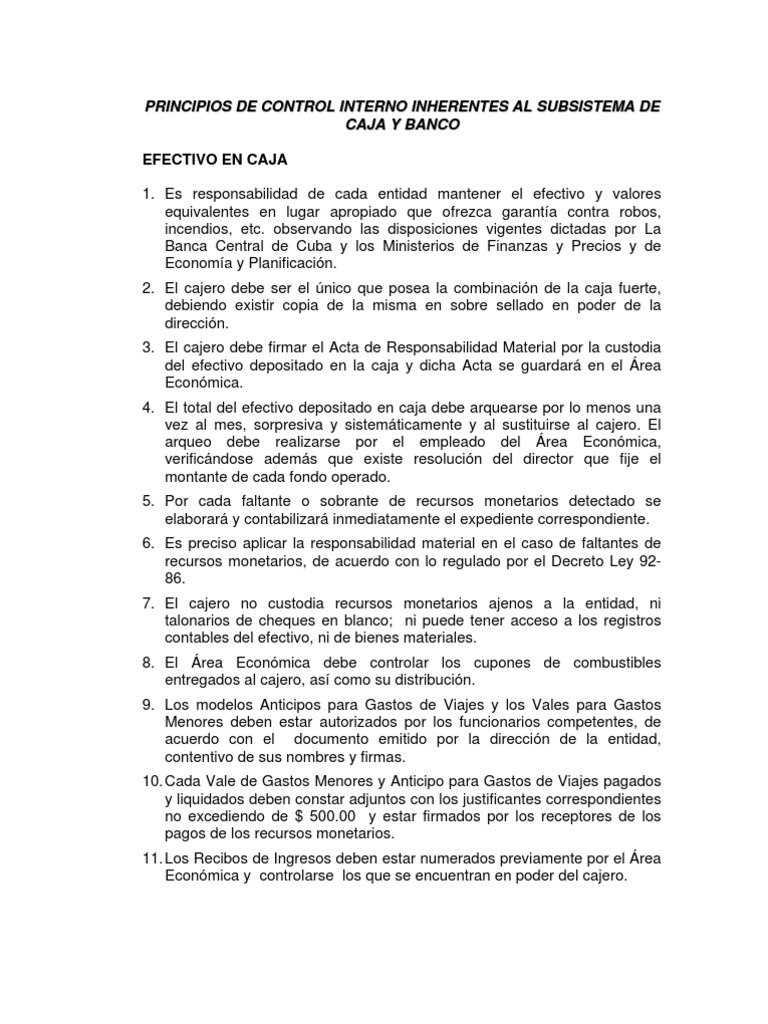 Control Interno de Caja y Banco | PDF | Cheque | Bancos