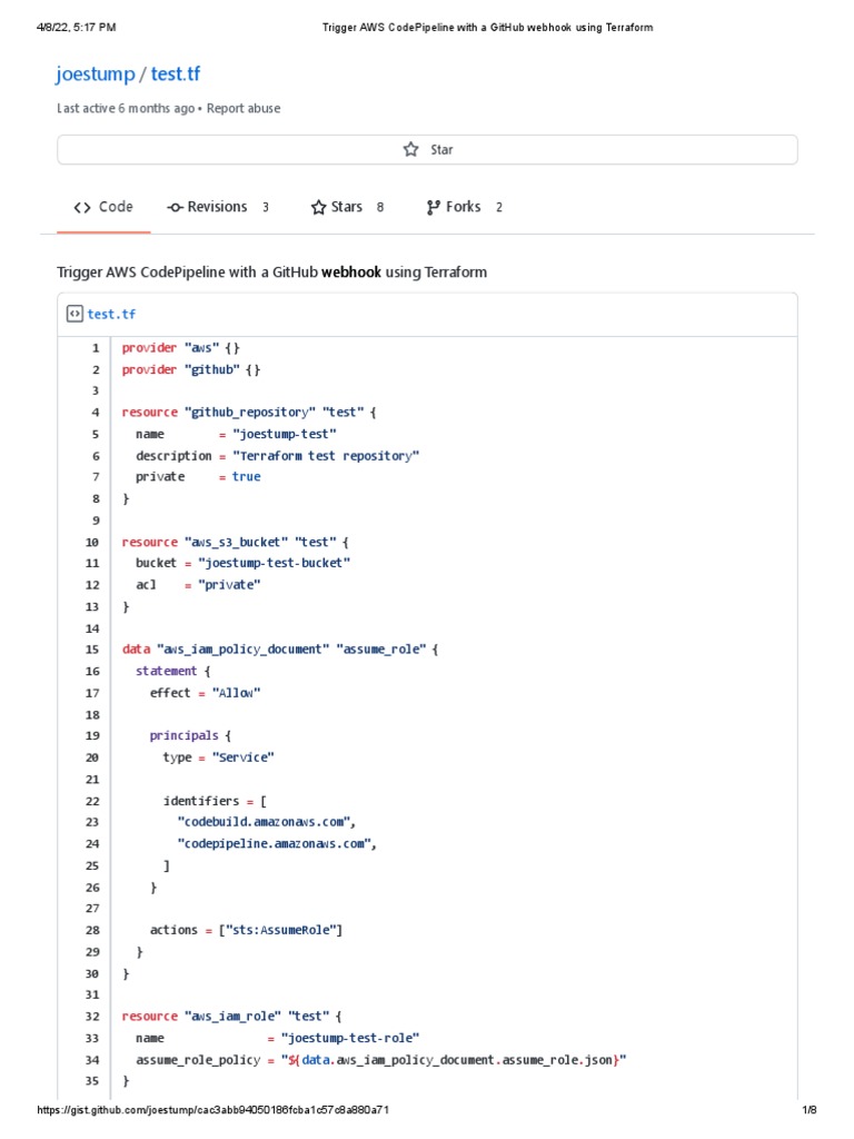 Trigger AWS CodePipeline With A GitHub Webhook Using Terraform | PDF ...