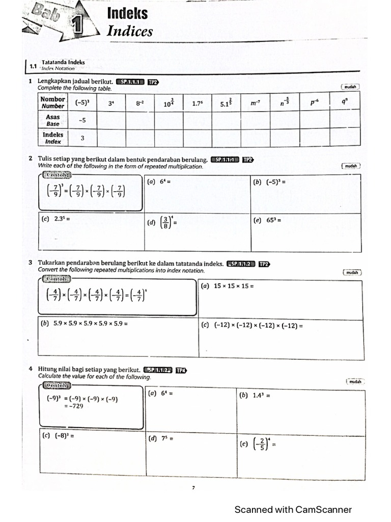 Chapter 1 Maths Form 2 | PDF