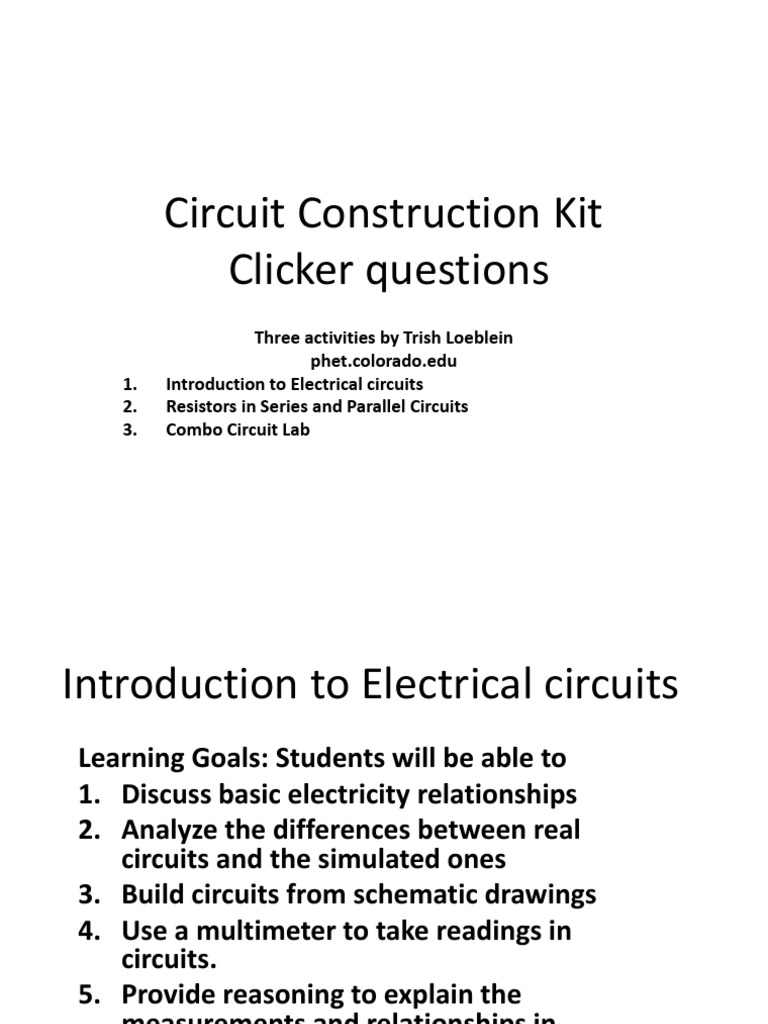 Circuit Construction Kit Activities | PDF | Electrical Network | Resistor