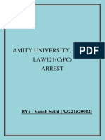 Amity University, Noida: Law121 (CRPC) Arrest