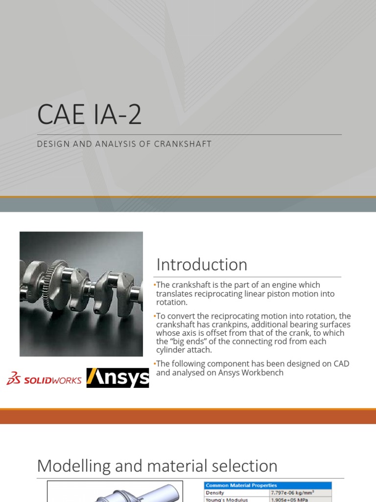 Cae Ia2 Design and Analysis of Crankshaft PDF Strength Of