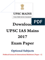 UPSC IAS Mains 2017 Optional Subject Political Science International Relations IR Exam Question Paper 1 - WWW - Dhyeyaias.com