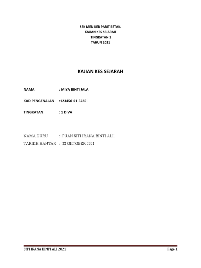 Muka Depan KK Sejarah | PDF
