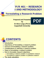 Esb/Q/P/R 461 - Research Design and Methodology: Formulating A Research Problem