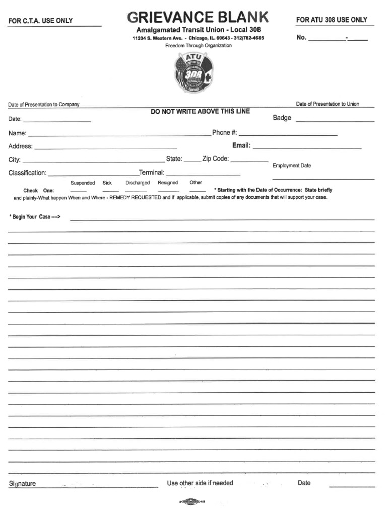 Local 308 Grievance Form | PDF