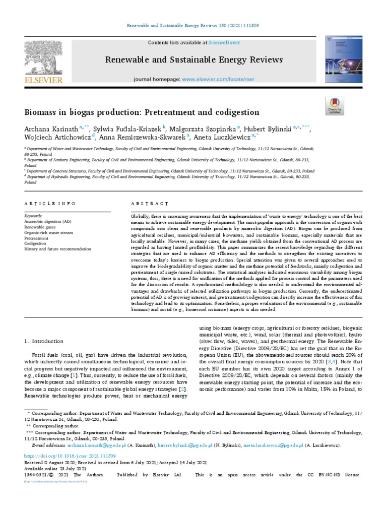 Renewable and Sustainable Energy Reviews | PDF | Biogas | Anaerobic ...