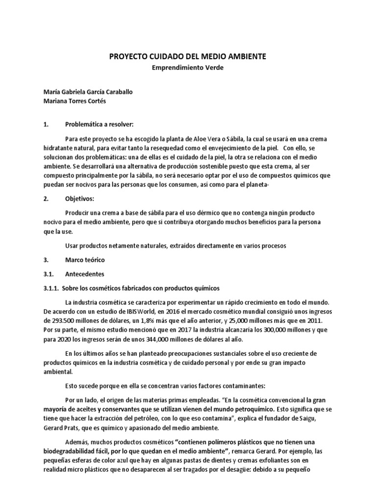 Aa Proyecto Cuidado Del Medio Ambiente | PDF | Productos cosméticos ...