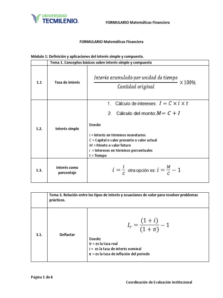 Matemáticas Financieras: Interés y Anualidades | PDF | Tasas de interés ...