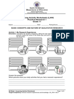 Department of Education: Learning Activity Worksheets (LAW) Practical Research 1 Grade 11