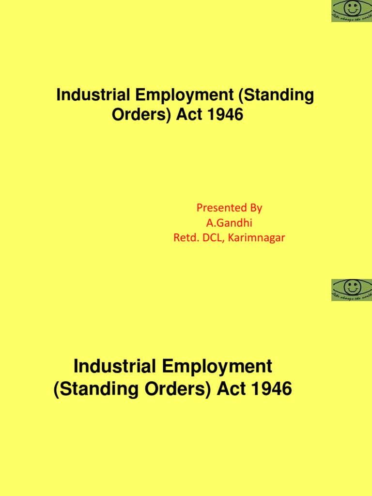 Industrial Employment Standing Orders Act 1946 PDF