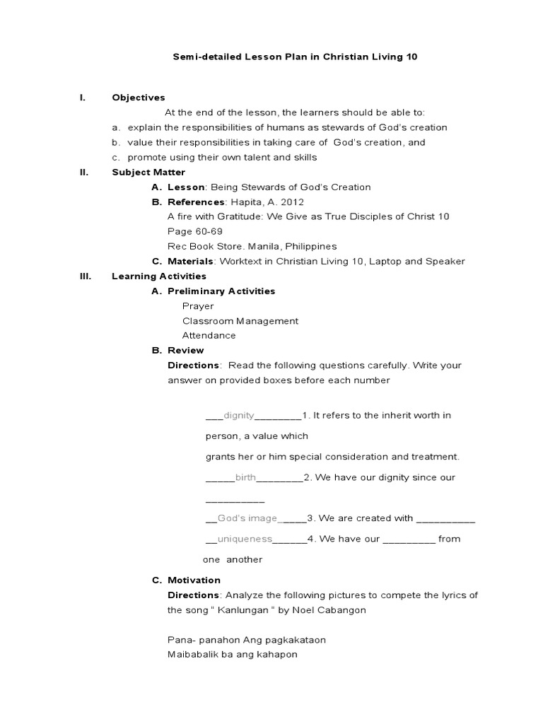 Lesson Plan: Stewardship in Creation | PDF | Pedagogy | Teaching