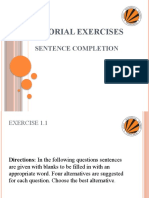 Unit IIISentence Completion Tutorial Exercises