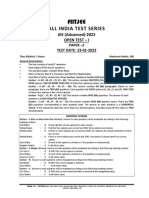 All India Test Series: JEE (Advanced) - 2022 Open Test - I