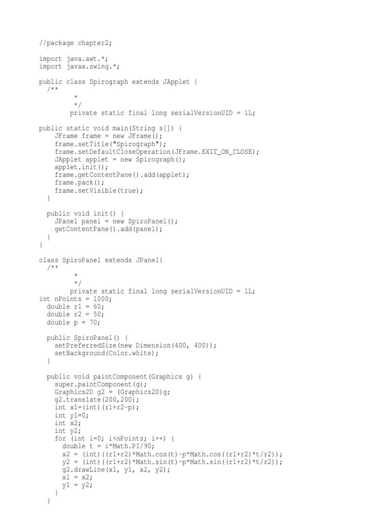 Java Spirograph Applet Code Example | PDF