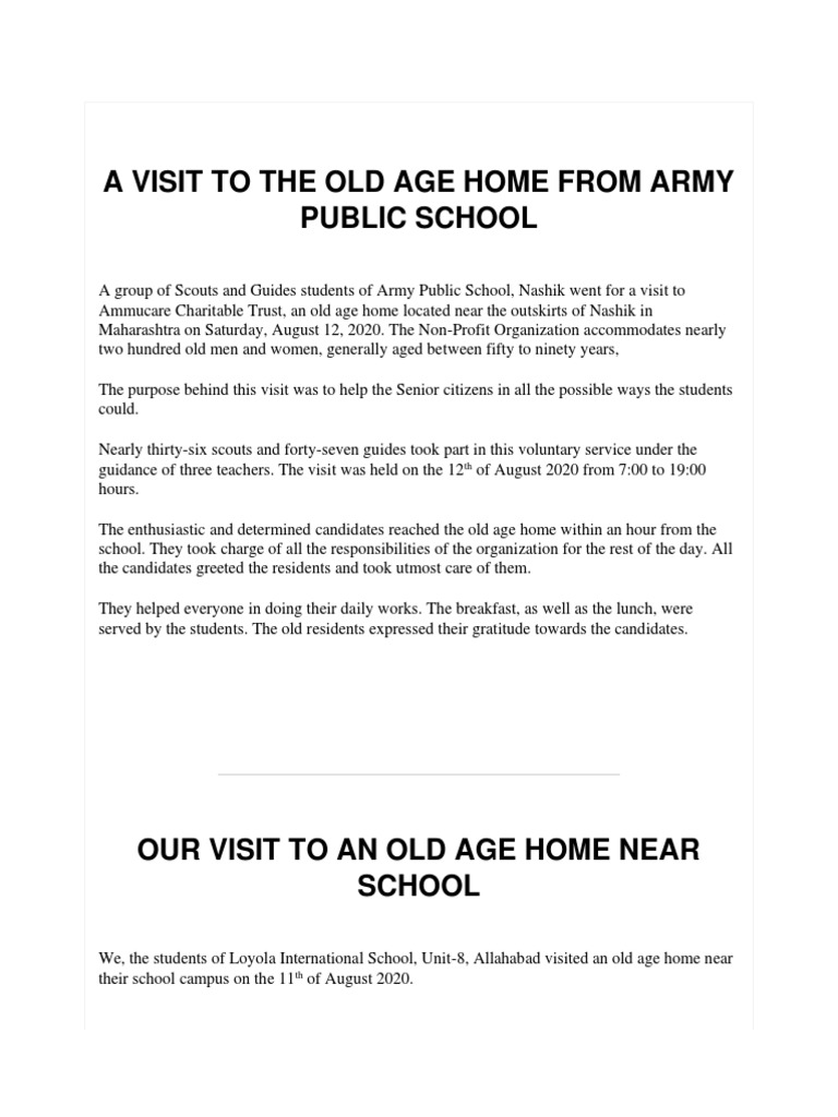 Old Age Home Report PDF