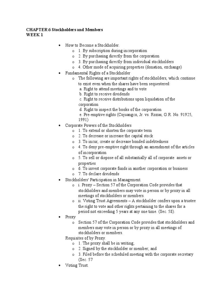 Stockholder Rights and Corporate Actions | PDF | Stocks | Dividend