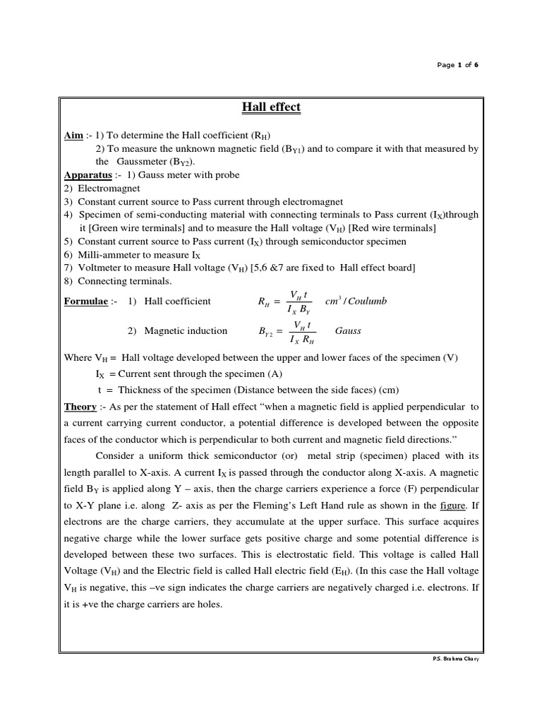 Hall Effect Experiment C PDF
