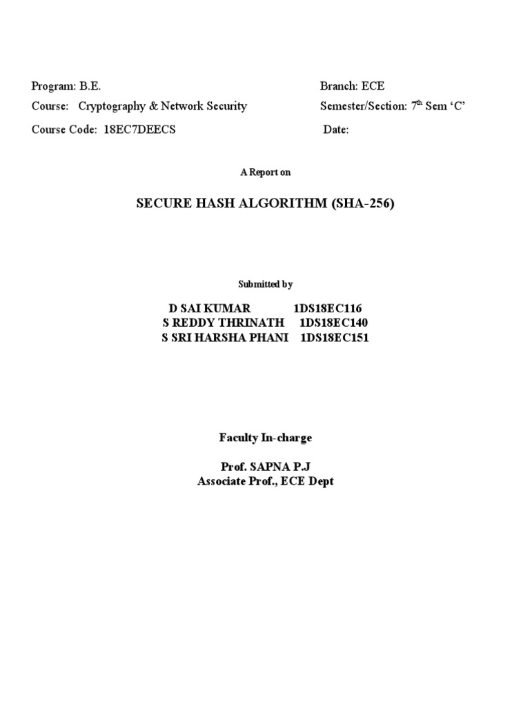 Overview of SHA-256 Algorithm | PDF | Computer Architecture | Algorithms
