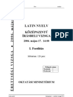 Középszintű Latin Érettségi 2006 Május - Feladatlap
