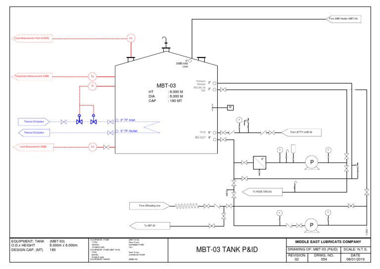 Mbt03 Tank P&Id HT 6.000 M DIA 6.000 M CAP 180 MT PDF Applied