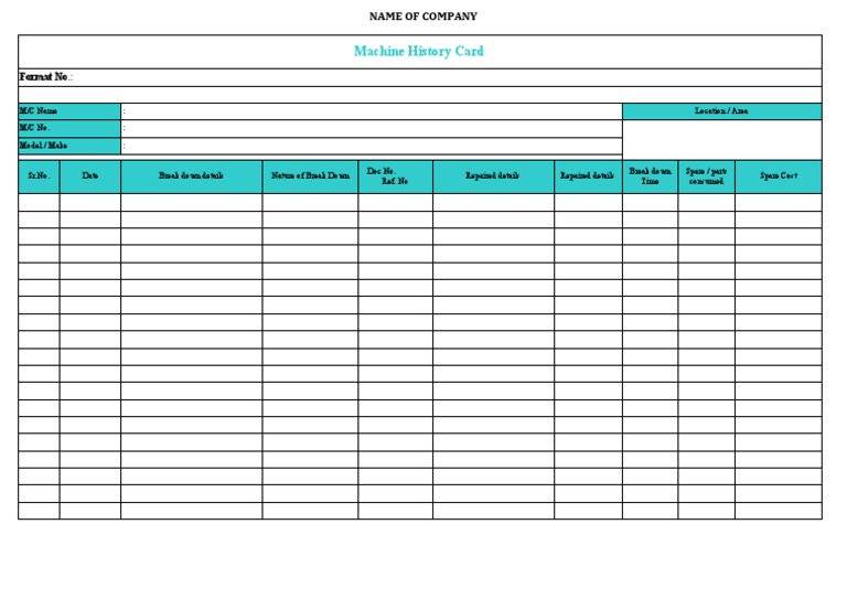 Machine Historycard PDF