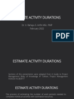 Estimate Activity Durations