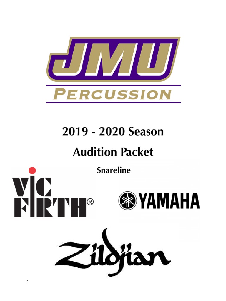 2019 Percussion Audition Packet Snare PDF Audition Tempo