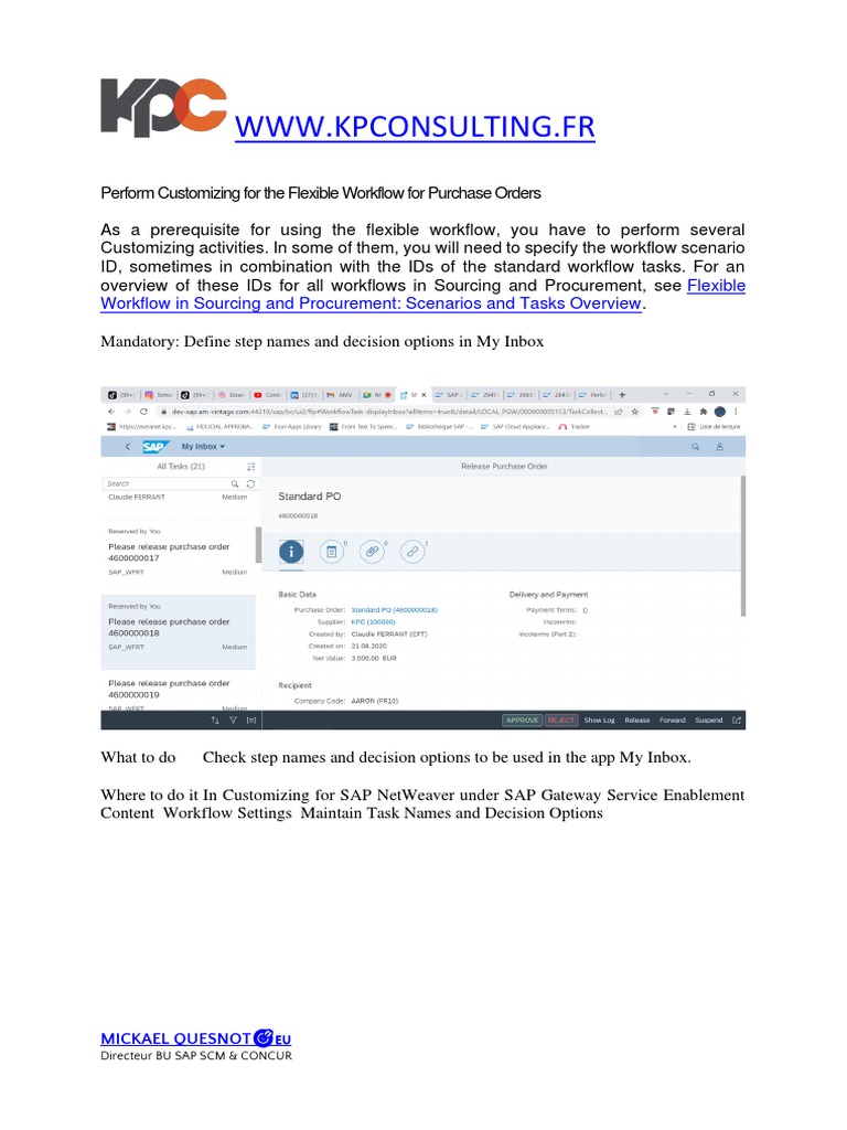 Perform customizing for the flexible workflow for purchase orders pdf
