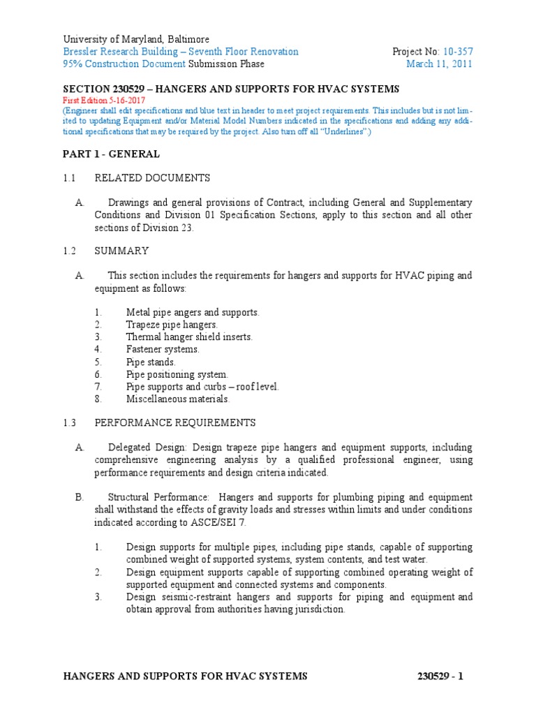 HVAC Hangers and Supports Specifications | PDF | Pipe (Fluid Conveyance ...