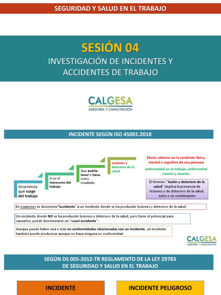 Sesion 04 Investigación De Incidentes Y Accidentes De Trabajo Pdf