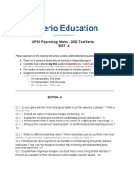 Enserio Education: UPSC Psychology Mains - 2020 Test Series Test - 4