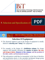 Selection and Specification of Equipment