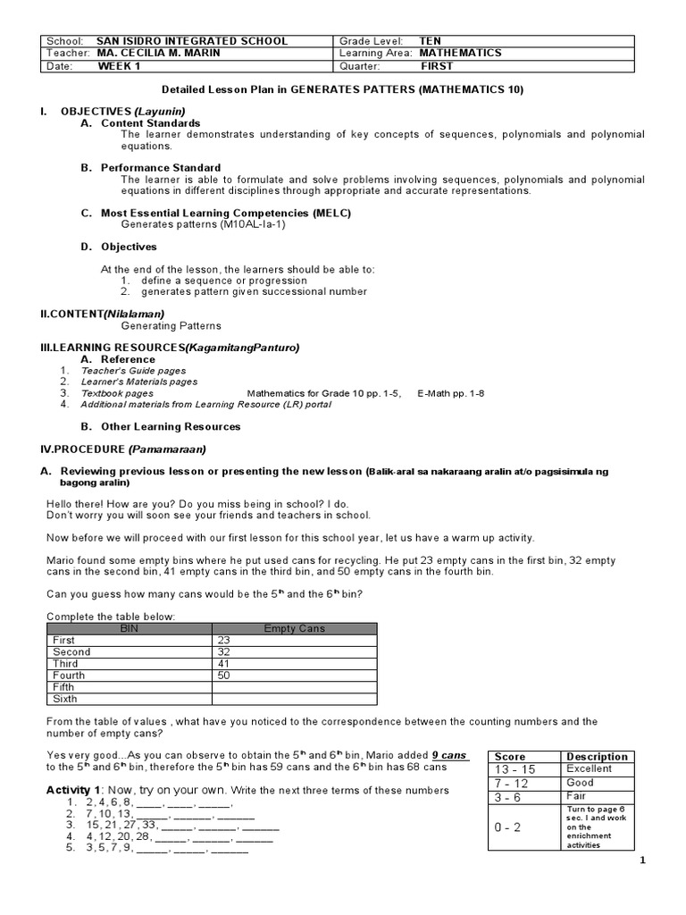 Dlp g10 math 1st qtr week 1 final pdf mathematics sequence