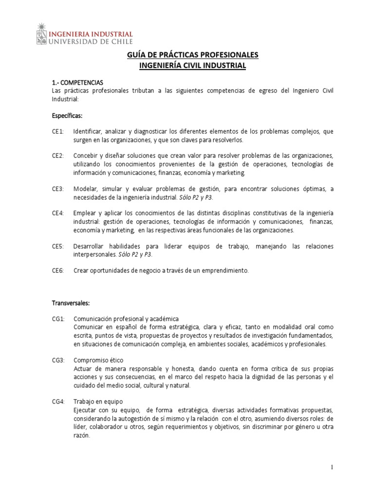 Prácticas Profesionales en Ingeniería Civil Industrial | PDF ...