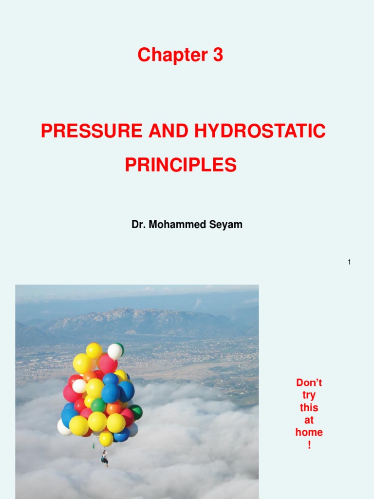 Ch.3 Pressure and Hydrostatic Principles | PDF | Buoyancy | Pressure
