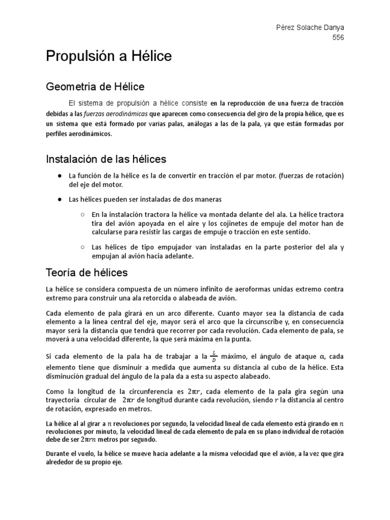 Propulsión y Geometría de Hélices | PDF | Hélice | Avión