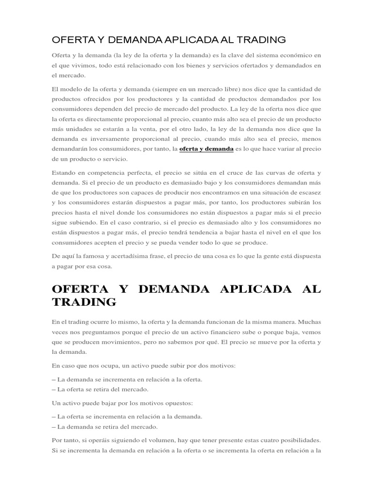 Oferta y Demanda Aplicada Al Trading | PDF | Oferta y demanda | Oferta ...