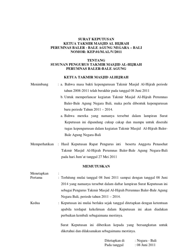 Contoh Surat Hasil Keputusan Rapat - SuratMenyurat.net