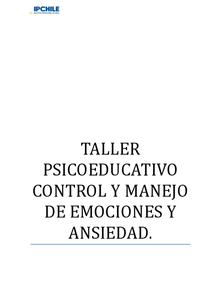 Taller de Manejo de Emociones y Ansiedad | PDF | Las emociones | Plan ...
