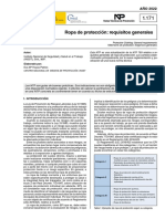 NTP 1171 Ropa de Protección: Requisitos Generales