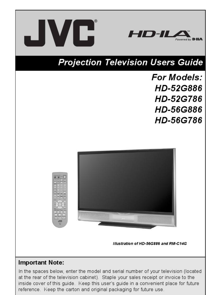 Hd-52g886 Jvc Tv | Videocassette Recorder | Coaxial Cable