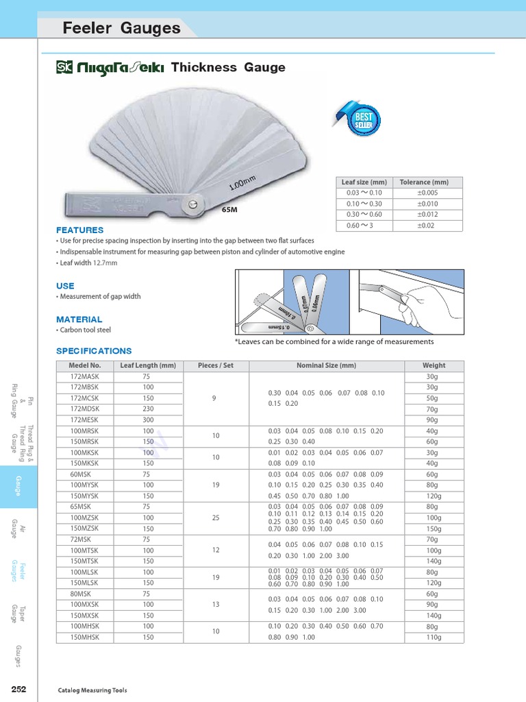 Trusco Thickness Gauges Catalog | PDF | Sheet Metal | Piston