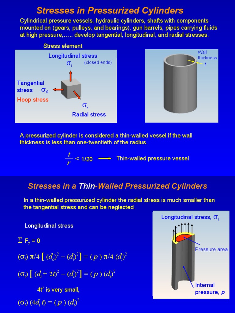Stress Analysis in Cylindrical Vessels | PDF | Pressure | Mechanics