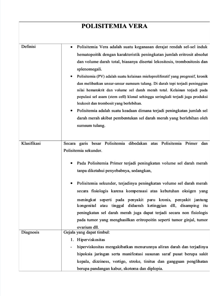 Definisi dan Diagnosis Polisitemia Vera | PDF