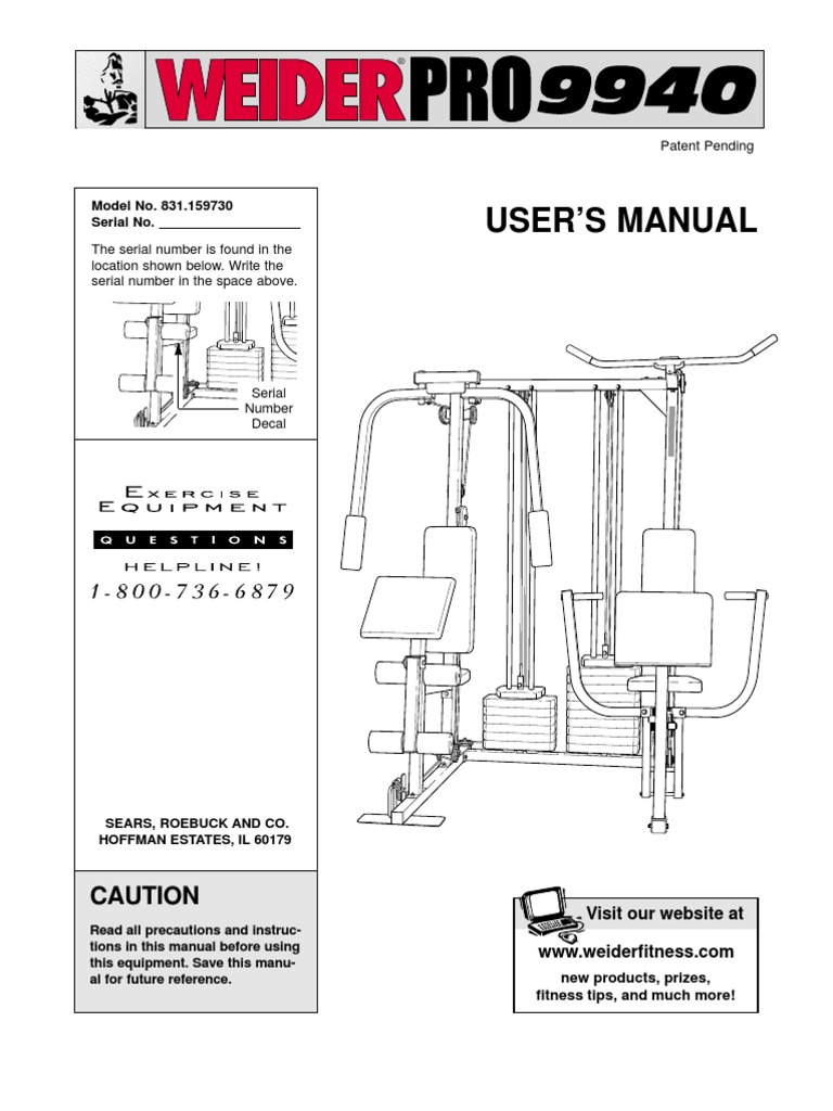 Weider Pro 9940 | Screw | Washer (Hardware)