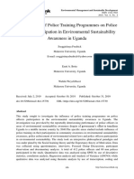 The Influence of Police Training Programmes On Police Officers Participation in Environmental Sustainability Awareness in Uganda