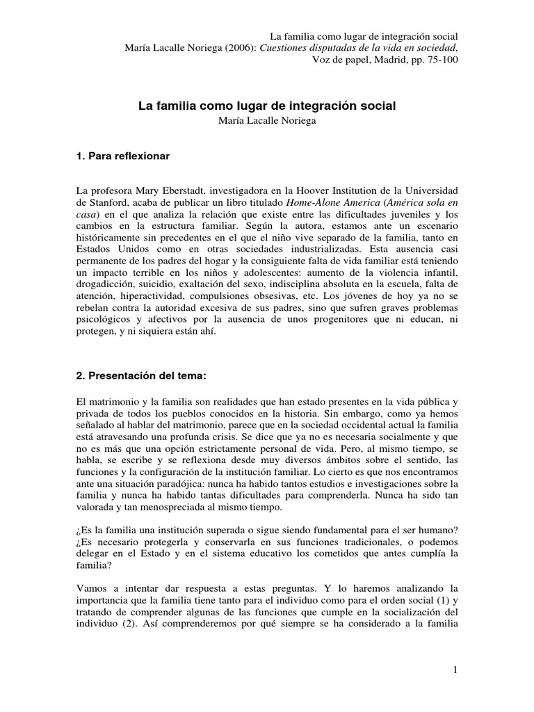 La familia como base de integración social | PDF | Familia | Amor