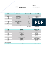 Formula: Code Ingredient Result As Fed (%) Price (USD)